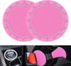 Picture of iSaddle Bling Car Cup Holder Insert Coaster for Women's Auto Interior Accessories & Crystal Rhinestone Ring for Engine Ignition Button - Glitter Shining Girl's Vehicle Decoration(2.75" Diameter/Pink)