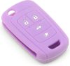 Picture of iSaddle Silicone Protecting Vehicle Remote Start Key Case Cover Fob Holder for Chevrolet 4 Button Camaro Cruze Equinox Malibu Orlando Sonic (Purple)