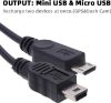 Picture of ARECORD Mini USB Split Adapter Cable - Car Charger Splitter Mini USB Female to Mini USB Male & Micro USB Male Port Dash Cam Radar Detector MP4 Wireless Speaker GPS Charging Cable Extension Cord (2PCS)