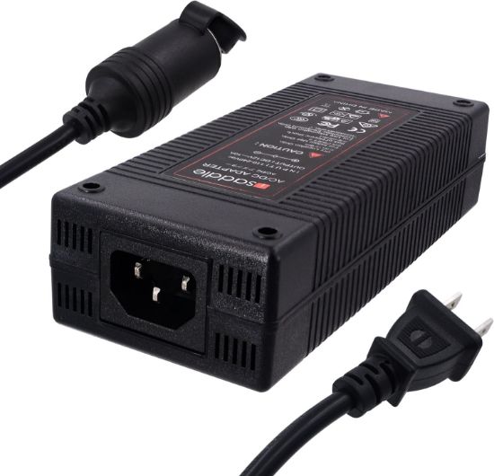 Picture of iSaddle 110V AC to 12V 10A DC Power Converter - 110V-240V AC Wall Plug to 12V DC Car Cigarette Lighter Socket Transformer/w Built-in Fan for Car Vacuum Air Compressor Fridge Power Supply Adapter 120W