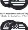 Picture of iSaddle Black American Flag US Flag Car Cup Holders Insert Coaster Automotive Interior Accessories - Vehicle Coaster 5mm Thick Silicone Anti Slip Cup Mat for All Cars Boats (2.75" Diameter, 2PCS)