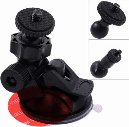 Picture of iSaddle CH01A 1/4" 1/8" Thread Camera Suction Mount Tripod Holder in Dash Cam Mount Holder - Screw Tripod Windshield Holder Fits Sony/Ricoh/HP/GoPro/Oculus (M4 M6 Screw Join Ball Included)